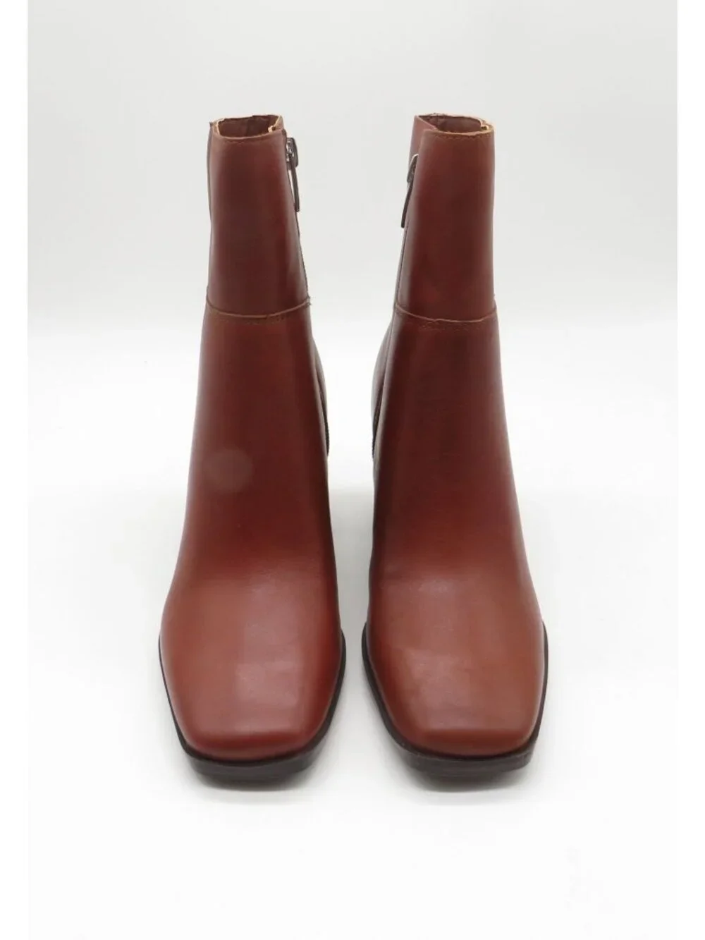 Marc Fisher Womens Dairey Dark Natural Leather Block Heel Boots Size 5M NEW